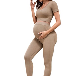 打底外穿提臀孕妇套装 辣妈女紧身舒适瑜伽服托腹裤 时尚 2025秋季
