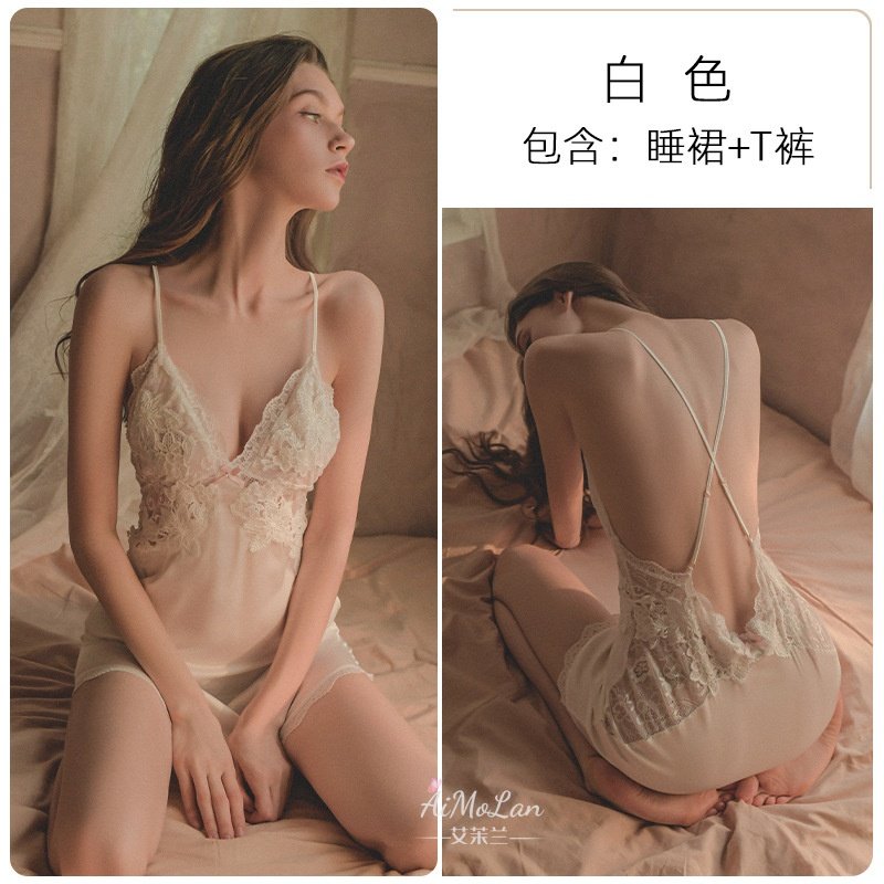 美诗兰性感睡衣女夏薄款带胸垫冰丝诱惑美背私房蕾丝吊带睡裙130,女士内衣/男士内衣/家居服,睡袍/浴袍,淘宝优惠券,粉丝福利购,淘宝优惠卷