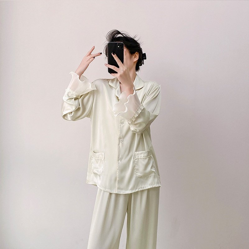 2025新款吊带长袖长裤三件套睡衣女喇叭阔腿睡裤女夏季性感家居服,女士内衣/男士内衣/家居服,睡袍/浴袍,淘宝优惠券,粉丝福利购,淘宝优惠卷