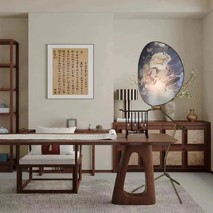 新中式落地灯手绘画灯简约现代客厅灯具复古书房卧室灯创意琴房