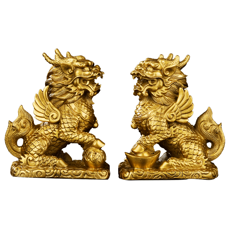 淘运阁铜麒麟摆件瑞麟护岁七星堂麒麟报晓一对圣运谛听九宫飞星