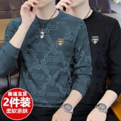 广州十三行高端长袖 潮 圆领打底衫 t恤男春秋新款 潮牌休闲宽松男士