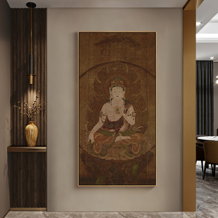 虚空藏菩萨佛像挂画唐卡装饰画复古敦煌壁画中堂茶室阿弥陀佛画像