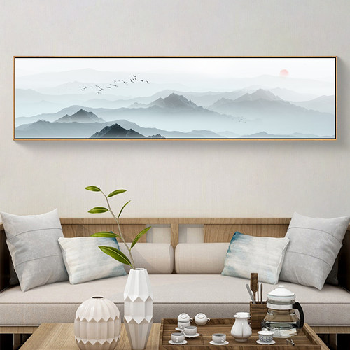 禅意水墨山水画新中式客厅装饰画