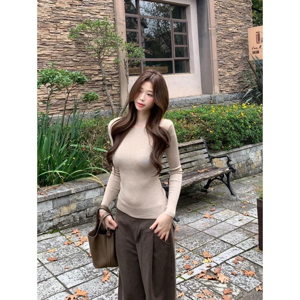 秋冬款时尚简约多色百搭打底内搭针织衫上衣女