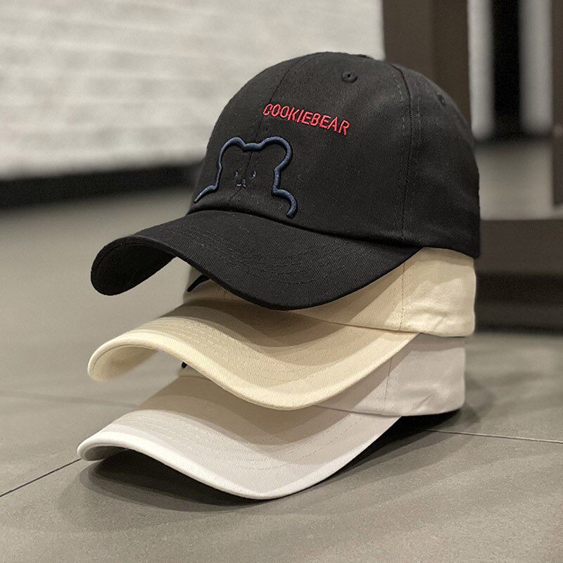 HONG KONG PURCHASING INS HAT FEMALE EMBROIDERY CARTOON BEAR BASEBALL CAP SPRING SUMMER AUTUMN KOREAN VERSION OF THE VERSATILE STREET CAP