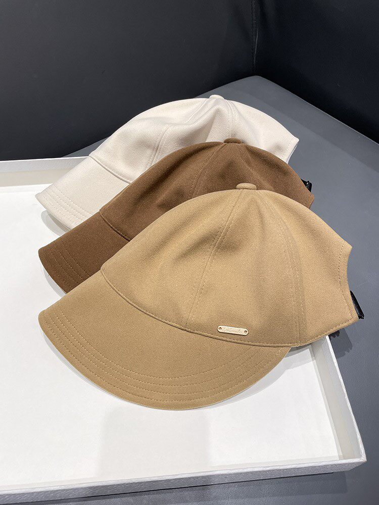 HONG KONG PURCHASING ZHAO LUSI THE SAME WOOLEN SMALL LABEL FISHERMANS HAT WOMENS AUTUMN AND WINTER SHORT-BRIMMED VERSATILE EQUESTRIAN HAT BASIN HAT