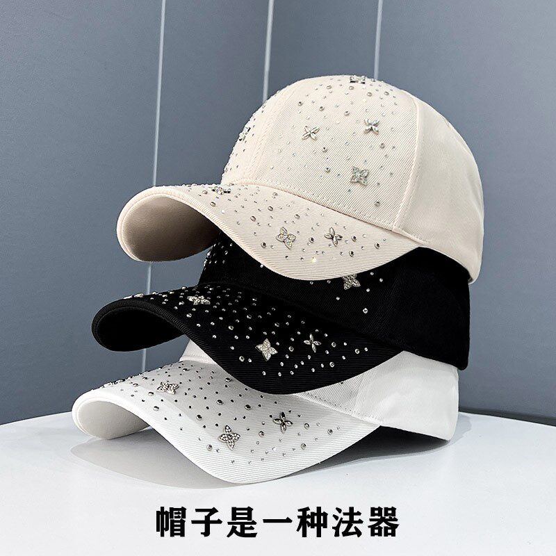HONG KONG PURCHASING STARRY DIAMOND BASEBALL HAT WOMENS KOREAN VERSION OF THE STAR BRIGHT DIAMOND SPRING AND SUMMER CURVED BRIM SHADE CAP