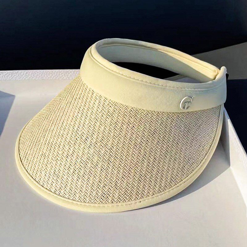 HONG KONG PURCHASING ANTI-ULTRAVIOLET FACE COVER EMPTY HAT WOMENS SUMMER STRAW VINYL SUNSCREEN STRAW HAT LARGE BRIM SUNSHADE HAT