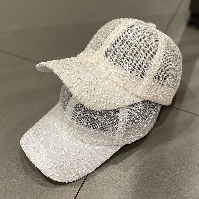 HONG KONG PURCHASING LACE MESH BREATHABLE DUCK TONGUE HAT WOMENS JAPANESE VERSATILE FASHION SPRING AND SUMMER SUNSHADE CURVED BRIM BASEBALL CAP