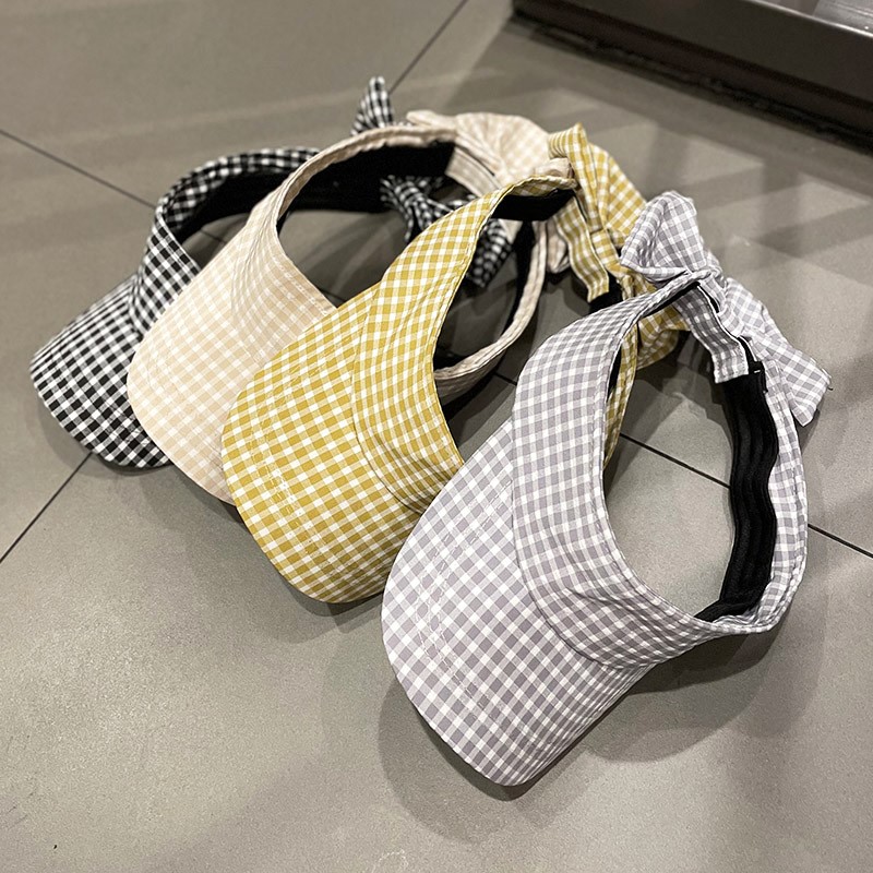 HONG KONG PURCHASING KOREAN VERSION OF THE CHECK BOW DUCK TONGUE EMPTY HAT WOMENS SPRING AND SUMMER FASHION VERSATILE OUTDOOR TOP HAT TIDE