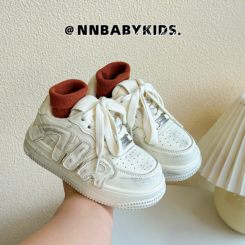 春秋儿童脏脏小白鞋做旧擦色板鞋