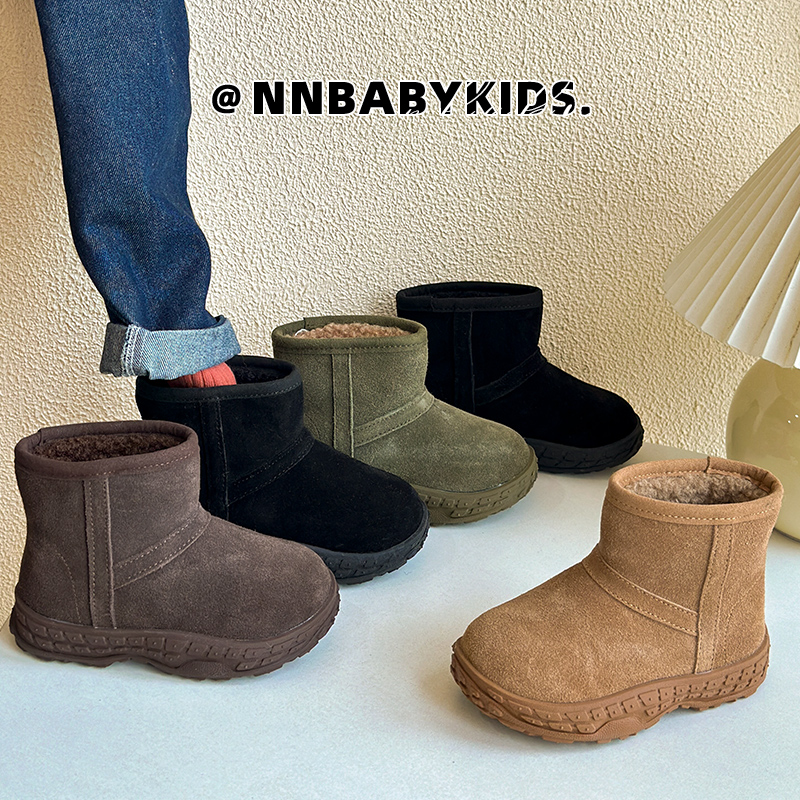 儿童冬季羊羔绒中筒棉靴雪地靴
