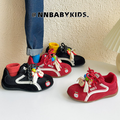 春秋儿童红色德训鞋小苹果阿甘鞋