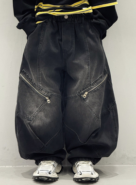 男童工装牛仔裤春秋款2025新款秋季休闲长裤痞帅风儿童黑色裤子潮
