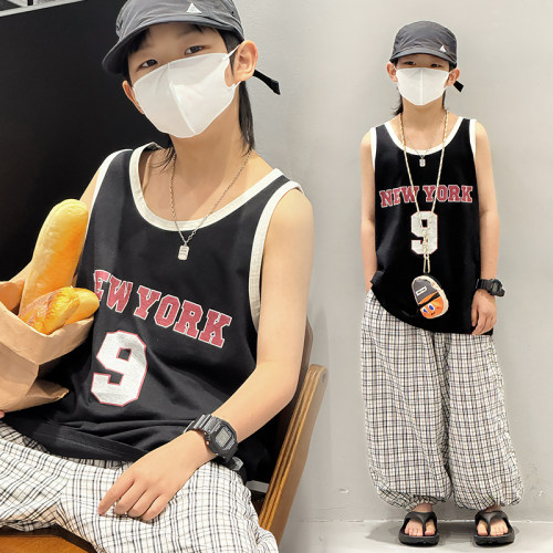 （断码浮力）男童夏季背心夏装新款儿童韩版宽松上衣中大童纯棉