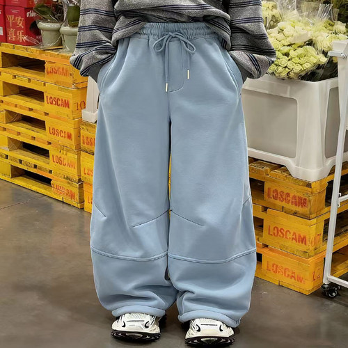 童装儿童卫裤秋冬新款男童休闲长裤纯色针织运动裤男孩宽松直筒裤