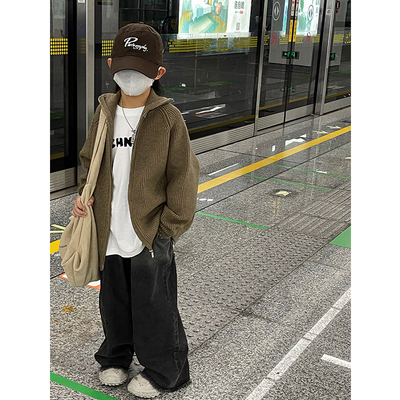 奶油布丁男男童秋冬毛衣开衫