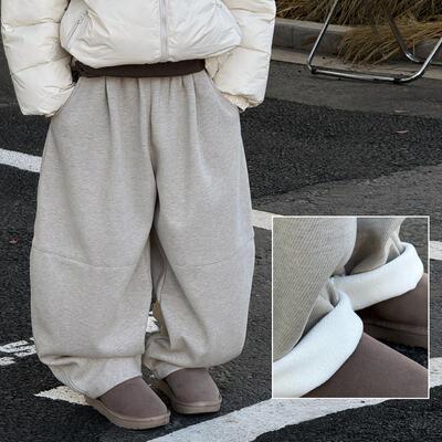 奶油布丁男童冬季加绒呢子裤