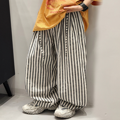 男童裤子夏装2025新款儿童条纹休闲裤夏季薄款防蚊裤春秋宽松长裤