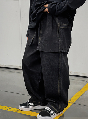 男童裤子黑色牛仔裤春装2026新款儿童春季休闲裤胖宝宝工装牛仔裤