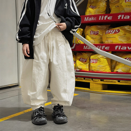 男童休闲裤春装裤子胖宝宝白色休闲裤2026春秋款新款儿童工装裤潮