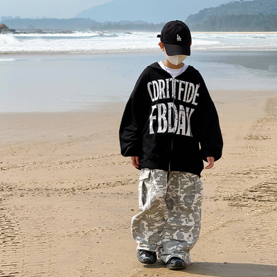 男童宽松卫衣儿童春装外套2026新春秋季胖宝宝夹克开衫中大童上衣