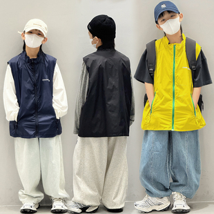 薄款 宝宝背心男孩外套洋气时髦马夹潮 2025新款 儿童马甲男童春秋款