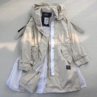 文艺轻奢休闲风衣外套女开衩气质韩版 风衣 宽松连帽中长款