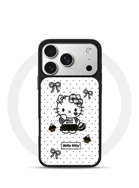 [Magsafe磁吸]可爱黑色波点凯蒂猫适用苹果17Promax手机壳16Promax小众高级感黑边亚克力15肤感玻璃14新款17p