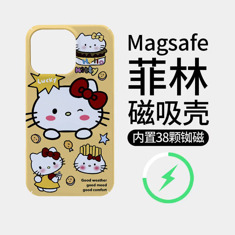 大脸黄KT猫适用苹果18promax菲林磁吸手机壳iPhone17promax潮牌新款16个性不撞壳防摔硬壳可爱18全包