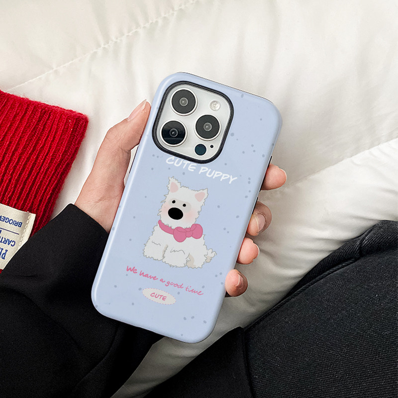 可爱安静狗狗蓝色适用苹果16Promax菲林磁吸手机壳15Promax二合一潮牌14Pro软壳11不撞壳高级感新款x防摔小众