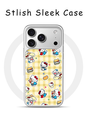 [Magsafe磁吸]可爱黄色格凯蒂猫适用苹果17Promax手机壳16Promax小众高级感电镀银亚克力15肤感玻璃新款软边1