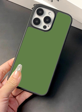 [Magsafe磁吸]纯色纯绿色适用苹果16Promax手机壳15Promax磨砂磁吸玻璃软边14Pro新款13全包高级感原创潮牌11