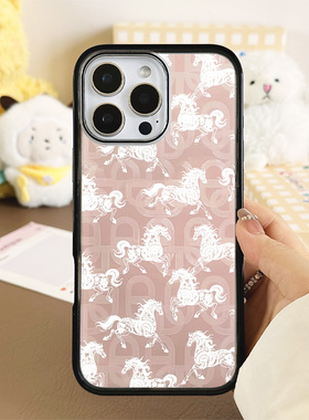 [Magsafe磁吸]好运白马插画适用苹果17Promax手机壳16Promax小众高级感15不撞壳新款黑边亚克力新款小众17pro