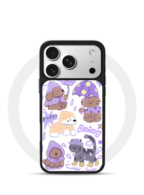 [Magsafe磁吸]可爱紫色雨伞猫狗适用苹果17Promax手机壳16Promax小众高级感黑边亚克力15肤感玻璃14新款17pro