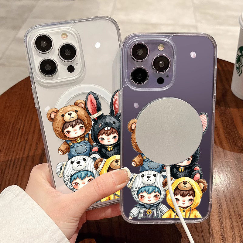 四只小野兔子适用苹果18promax手机壳iPhone17promax透明磁吸软壳潮牌新款16不撞壳防摔硬壳可爱18时尚全包
