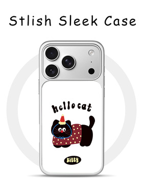 [Magsafe磁吸]可爱黑色小猫适用苹果17Promax手机壳16Promax小众高级感电镀银亚克力15肤感玻璃新款软边17pro