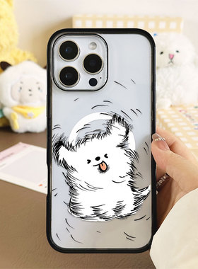 [Magsafe磁吸]可爱白色甩头小狗适用苹果17Promax手机壳16Promax磁吸亚克力15不撞壳高级防摔新款17Pro简约