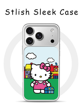 [Magsafe磁吸]可爱绿色凯蒂猫适用苹果17Promax手机壳16Promax小众高级感电镀银亚克力15肤感玻璃新款软边17p