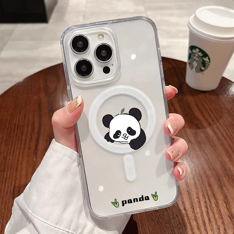熊猫宝宝适用苹果16Promax手机壳iPhone15Promax全包软壳14Pro磁吸充电13透明保护套12高级感11防摔硅胶xs