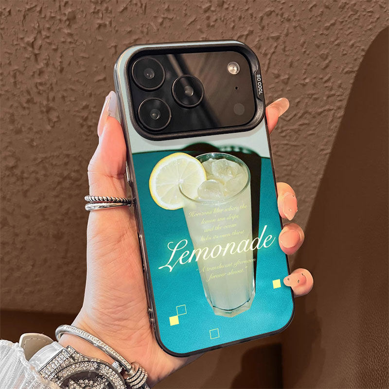 柠檬水杯适用苹果18promax磁吸手机壳潮牌iPhone17promax彩银新款软边16个性18不撞壳防摔可爱