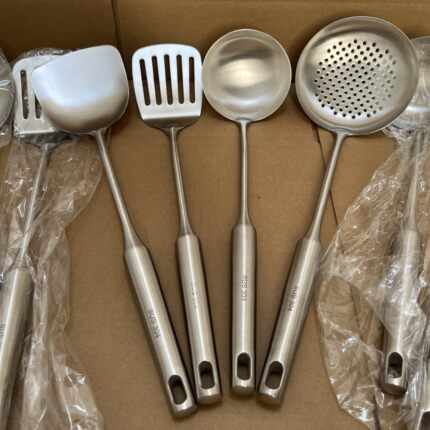 Alin304不锈钢锅铲煎铲汤勺捞勺厨房炒菜家用厨具4件套装加厚防烫