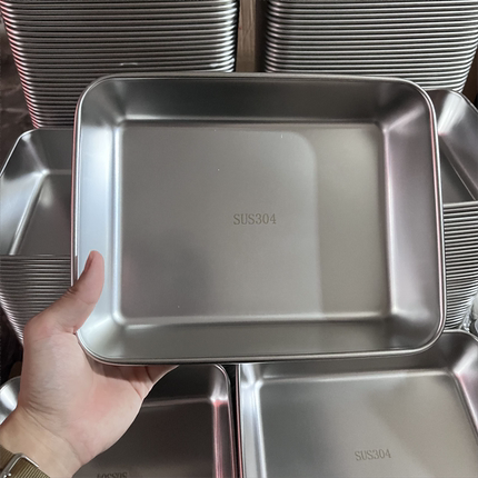 alin304不锈钢托盘烤盘备菜盘蒸盘提拉米苏配菜腌制盘子鱼盘