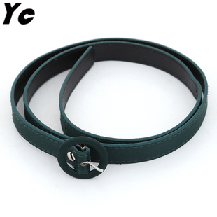 饰腰带百搭连衣裙带带孔皮带裤 新品 女装 深绿色软皮细款 带 韩版