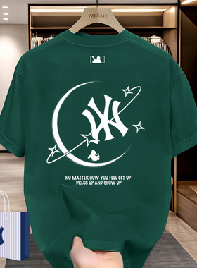 韩国潮牌2026夏季新款潮流印花纯棉短袖情侣款时尚宽松insT恤