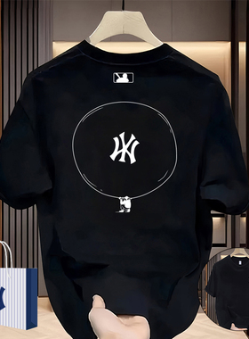 韩国潮牌2025夏季新款美式复古纯棉短袖情侣款潮流印花insT恤