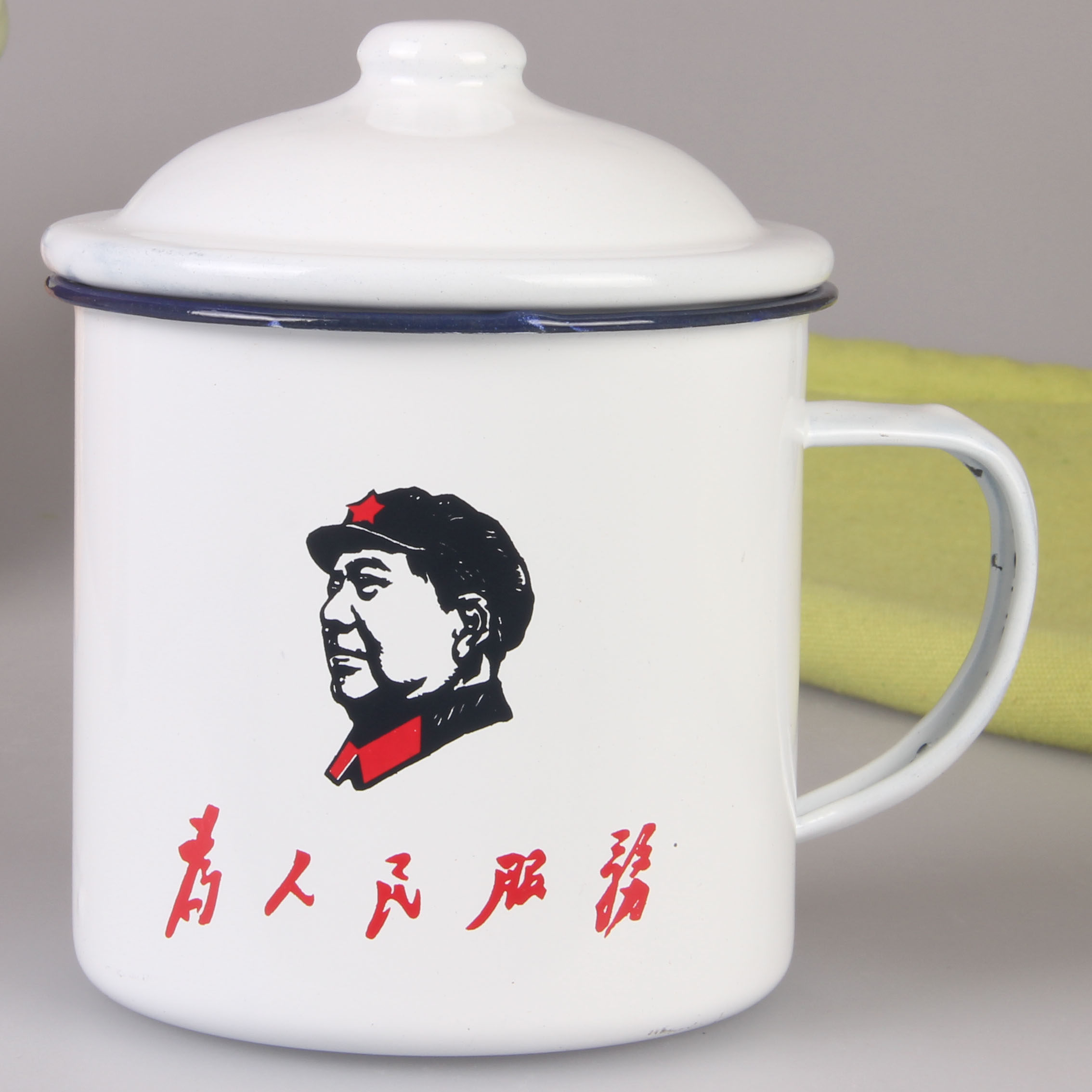 搪瓷杯怀旧马克杯带盖大容量水杯子男生老式茶缸子定制老干部茶杯
