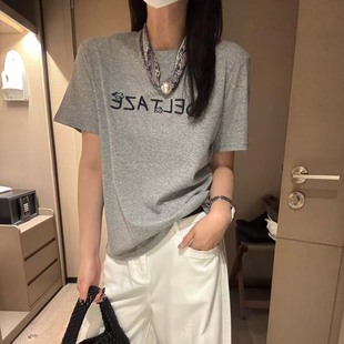 宽松T恤上衣 欧洲站2025夏装 新款 欧货字母百搭正肩短袖 体恤女夏季