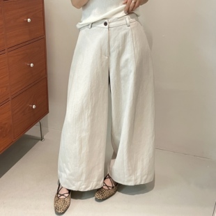 2026春款极简风高腰阔腿裤女慵懒松弛感百搭显瘦休闲长裤弯刀裤